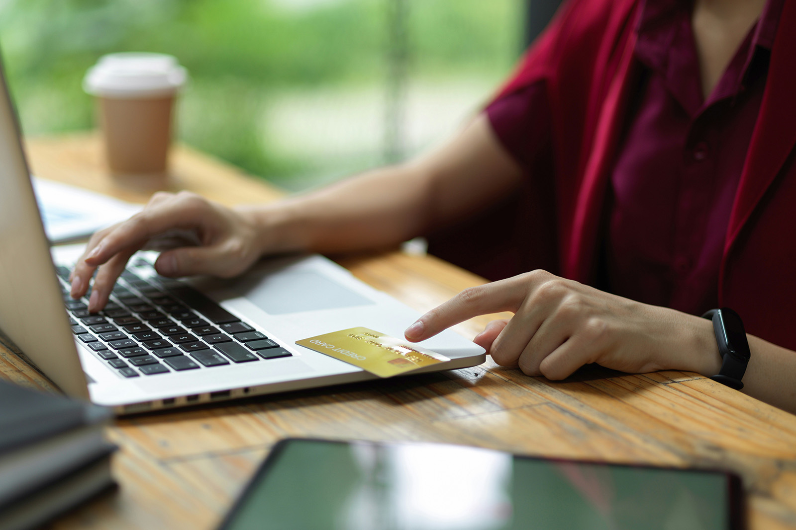 A clean online store shown on a laptop and phone with products; modern and trustworthy